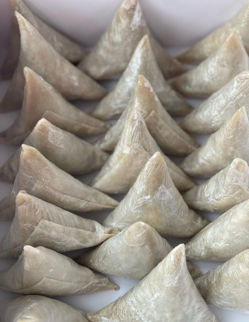 Pre-cooked Beef Samosas, ready to fry